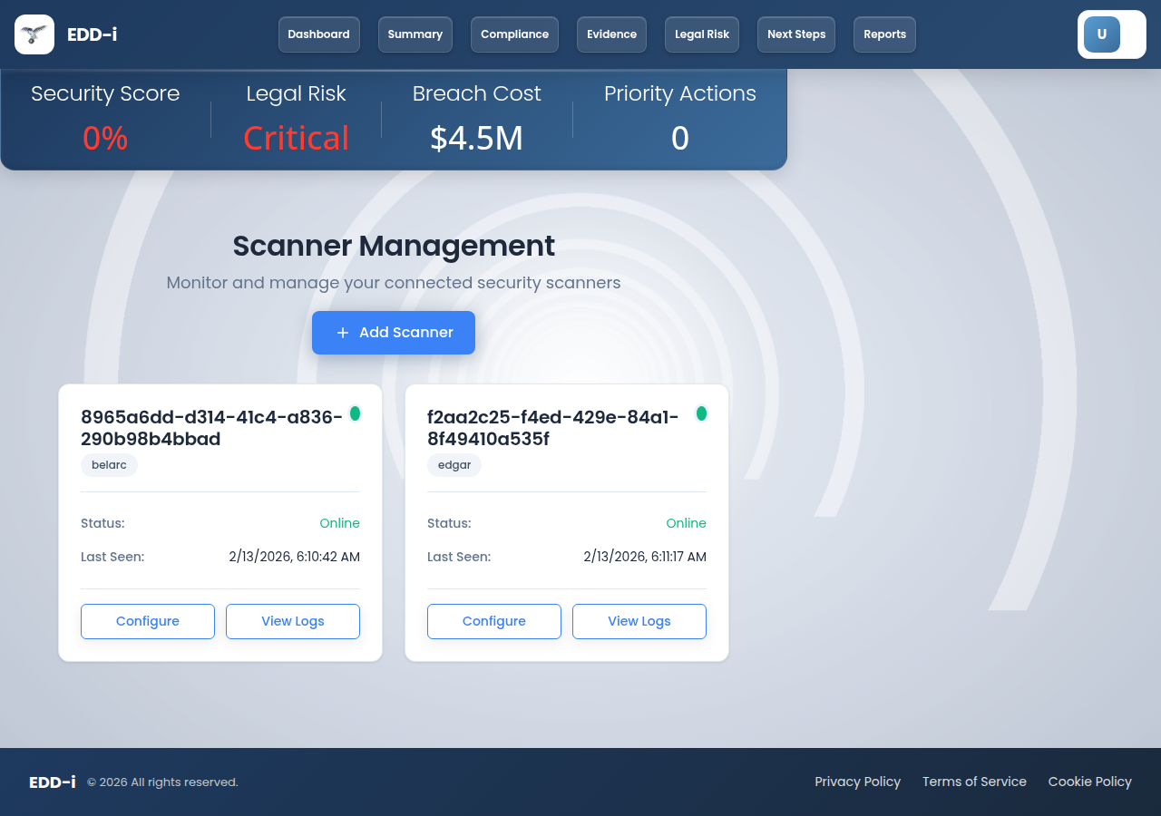 EDDi Scanner Management — automated governance signal collection